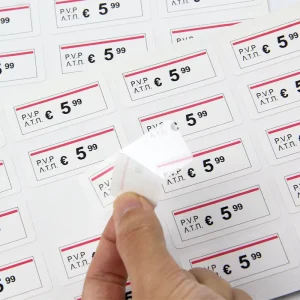 Custom Super Market Digital Electronic Medical Stickers PVC Clothing Price Tag Piggyback Label Roll