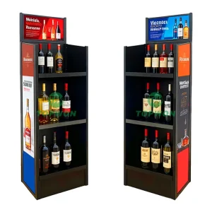 Custom Supermarket Metal Display Rack 3 Layer Metal Display Stand Beer Beverage Cocktail Whisky Vodka Wine Metal Display Rack