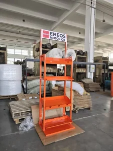 Custom Supermarket Product Logo 4 Tiers Rack Shelf Beverage Metal Display Rack for Retail Store