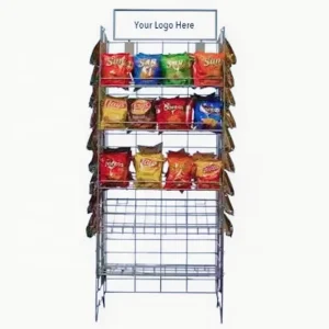 Custom Supermarket Side Clips Metal Wire Display Rack Stand for Potato Chips Snack Candy Nut Canned Food Biscuit Drink Bottle