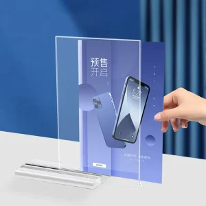 Custom T Shape Acrylic Sign Holder A5 A4 Size Acrylic Table Menu Holder for Desktop for Office Hotel Store Acrylic Sign Holder