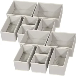 Custom Thick Beige 12-Pack Clothing Organizer Divider Multifunctional Durable Folding Underwear Storage Drawer for Clothes