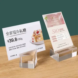 Custom Transparent PMMA Magnetic Table Number Place Card Price Sign Holder with Card Slot for Meeting Retail Store