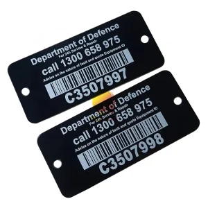 Custom UV Printing Aluminium Metal Asset Barcode Label Stainless Steel QR Code Tags
