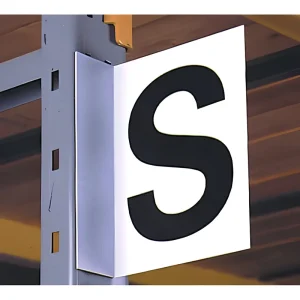 Custom Warehouse Safety Aluminum Letters and Number Reflective Double-Sided Aisle Signs for High Ceiling Logistics Centers
