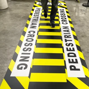 Custom Waterproof Durable Adhesive Vinyl Crosswalk Warehouse Walkway Floor Pedestrian Crossings Industrial Signs Stickers