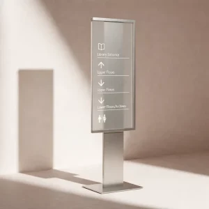 Custom Wayfinding Signage System Stainless Steel and Acrylic Directional Signs for Office Building Navigation