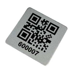 Custom Weather Resistance Aluminum Barcode Tag Laser Engraving Serial Number QR Code Label with Adhesive