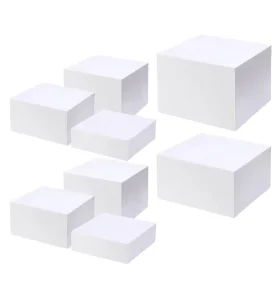 Custom White 5 Sided Square Acrylic Buffet Display Nesting Cube Eco Friendly Food Display Acrylic Risers 8 Piece Set