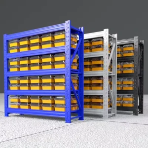 Customated Yellow Heavy Duty Foldable Freestanding Stacking Racks System Boltless Metal Shelving Units Industrial Warehouse