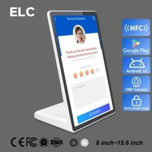 Customer Feedback Kiosk L Shape Android Tablet for Customer Feedback Survey and Service Rating Desktop Terminal