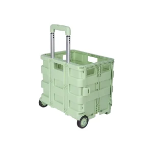 Customer Logo Supermarket Shopping Cart with Telescopic Handle Home Rolling Collapsible Storage Trolley