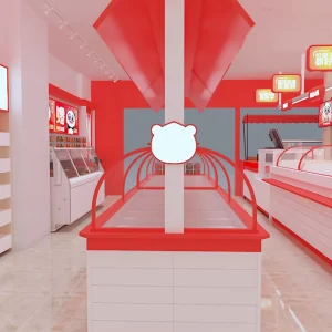 Customizable Double-Sided Metallic Eco-friendly Light Duty Supermarket Display Cabinet for Convenience Store Fried Goods Candy