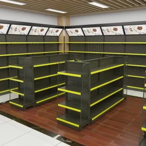 Customizable Double-Sided Single Sided Supermarket Gondola Shelving Metal Light Duty Retail Grocery Display Storage