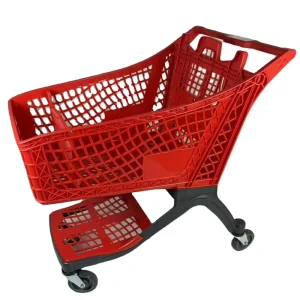 Customizable Gray PP Shopping Trolley for Grocery Store Supermarket 80L 125L 150L Mesh Structure Portable Lightweight 4” PU