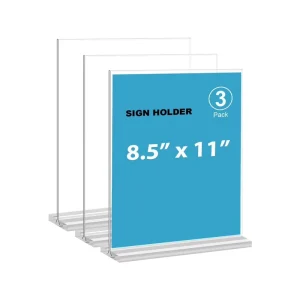 Customizable LOGO Acrylic Sign Holder 3 Piece Pack Vertical Double Sided Display Company Information Stand Display