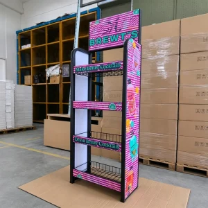 Customizable Metal Wire Display Rack for Supermarket Retail Store Snacks Candy Beverage Floor Standing Shelving Unit
