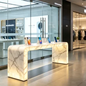 Customizable Modern Acrylic Cell Phone Display Stand Marble Countertop Showcase for Hotels Mobile Phone Retail