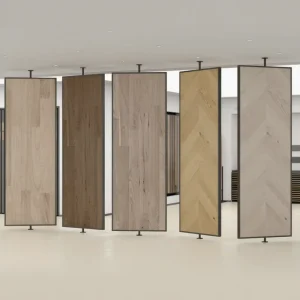 Customizable Modern Double Sided Rotating Display Rack Metal Structure for Wood Flooring Easy Assembly