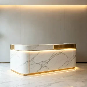 Customizable Natural Fluted Marble Reception Countertop Luxury Front Desk for Hotel Apartment Lobby Decoration