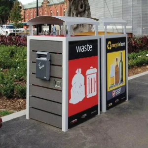 Customizable Outdoor Street Metal Advertising Trash Can for Gardens Parks Municipal Waste Bin Public Recycling Bin