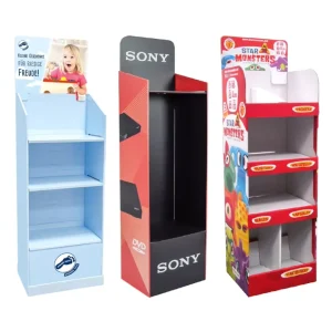 Customizable Recyclable Corrugated Cardboard Display Racks Easy Assembly Free-standing Multi-shelf Storage Display Stand Retail
