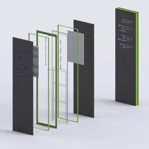 Customizable Size Outdoor 3D Wayfinding Signage with LED Strips Stainless Steel Guide Pylon Direction Sign