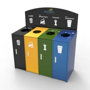 Customizable Trash Can Large Capacity 4 Compartments Recycling Bins for Schools Supermarkets and Other Public Spaces