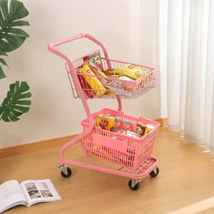 Customizable Unfoldable Mesh Supermarket Shopping Trolley Cart with Waterproof Design and 40KGS Capacity