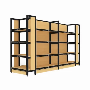 Customizable Wood Metallic Supermarket Display Rack with Grocery Shelves 1200mm Height Brand