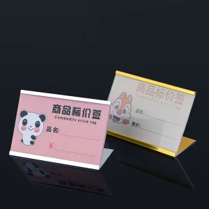 Customize or Stock Metal Aluminum Alloy Mini Sign Display Holder Made in China Gold Silver V L Shape Price Tag Holder