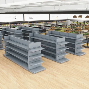 Customized 120KG Steel Supermarket Shelves Heavy Duty Double Sided Display Rack Versatile Metal Shelving Solution Your Store RD
