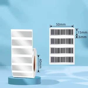 Customized 50X15mm Direct Thermal Matte Silver PET Adhesive Barcode Labels Waterproof Wear-Resistant Tear-Resistant Grocery