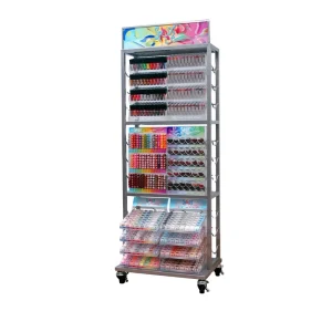 Customized 7 Layers Metal CR-NMF-101 Cosmetic Makeup Skincare Display Stand Shop Retail Supermarket Nail Polish Rack