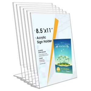 Customized A4 A5 L Shape Acrylic Sign Holder 8.5*11inch Clear Slant Back Display Stand Acrylic Sign Holder for Office Store