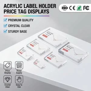 Customized Acrylic Label Holder Price Tag Displays Sign Holder Data Card Holder Magnetic Photo Business Card Frame for Store