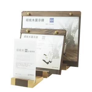 Customized Acrylic Menu Sign With QR Code Display Wooden Stand Display For Table Advertising And Price List Acrylic Table Sign