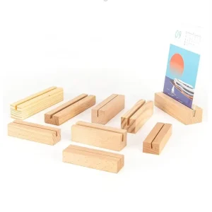 Customized Acrylic and Wood Base T Shaped Restaurant Table Card Display Stand with Base for 4×6 5×7 10×15 Menu Cards Holder
