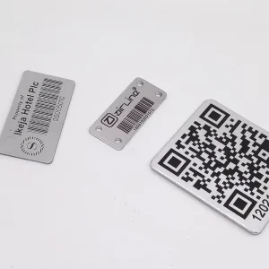 Customized Aluminum Nameplate QR Code Stickers, ID Tags, Self-adhesive Metal Barcode Tags for Asset