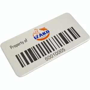 Customized Aluminum Printed Orange and Blue Barcode Label with Adhesive