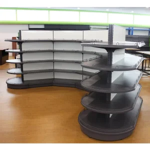 Customized Arc Design Gondola Supermarket Rack for Liquor and Snacks Display
