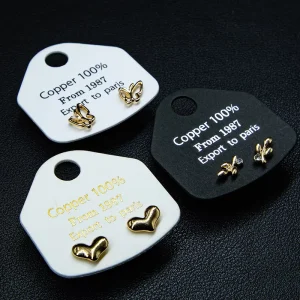Customized Black Cardboard Jewelry Necklace Display Card with Gold Foil Logo