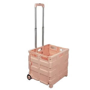 Customized Black Grocery Cart for Supermarket Folding Box Cart Foldable Shopping Trolley with 2 Wheels