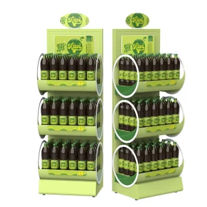 Customized Bottle Display Rack Multi Layer Beverage Stand Bubble Water Drink Display Shelf for Retail Stores