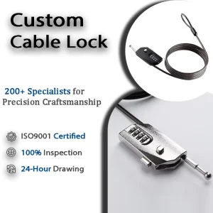 Customized Cable Lock Support Personalized Color Material and Length Custom Anti Theft Security Cable Lock for Outdoor Travel
