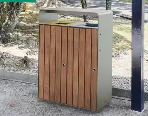 Customized Classic Standing Outdoor Garbage Bin Large Capacity Environmental Hygiene Recycling Bin Stainless Steel