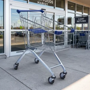 Customized Convenience Store European Style 80L Carts Shopping Trolley 4” PU