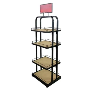 Customized Double Sided Light Duty Wood Metal Supermarket Rack Retail Store Display Stand Adjustable Back Quick Shelves Shelves