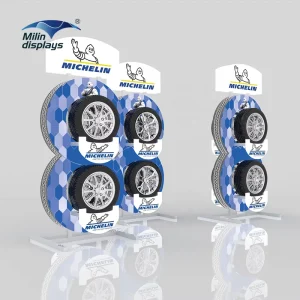 Customized Double Sided Tire Rack Light Duty Metal Display Stand for 4S Shop Supermarket