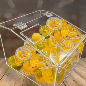Customized Eco Friendly Modern Acrylic Display Rack for Supermarket Transparent Candy Snack and Dried Fruit Box with Lid